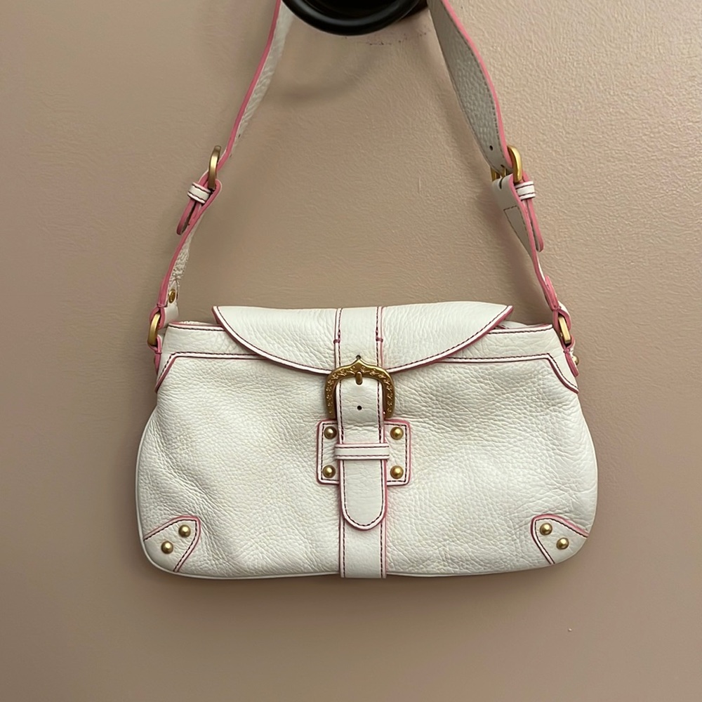 Pink and White Leather Dooney & Bourke Shoulder Bag